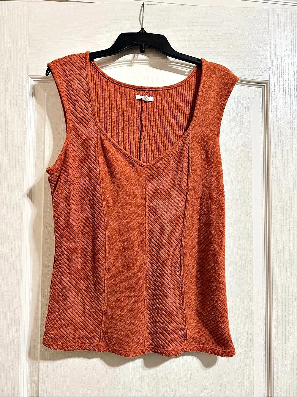 Maurices Ribbed V-Neck Tank Top in Rust Orange